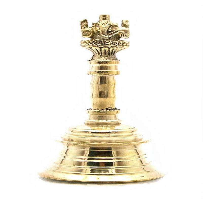 Brass Hand Bell with Ganehsa image 0