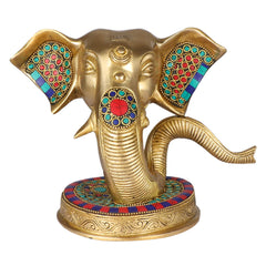 Brass Ganesh Trunk Abstract Idol image 0