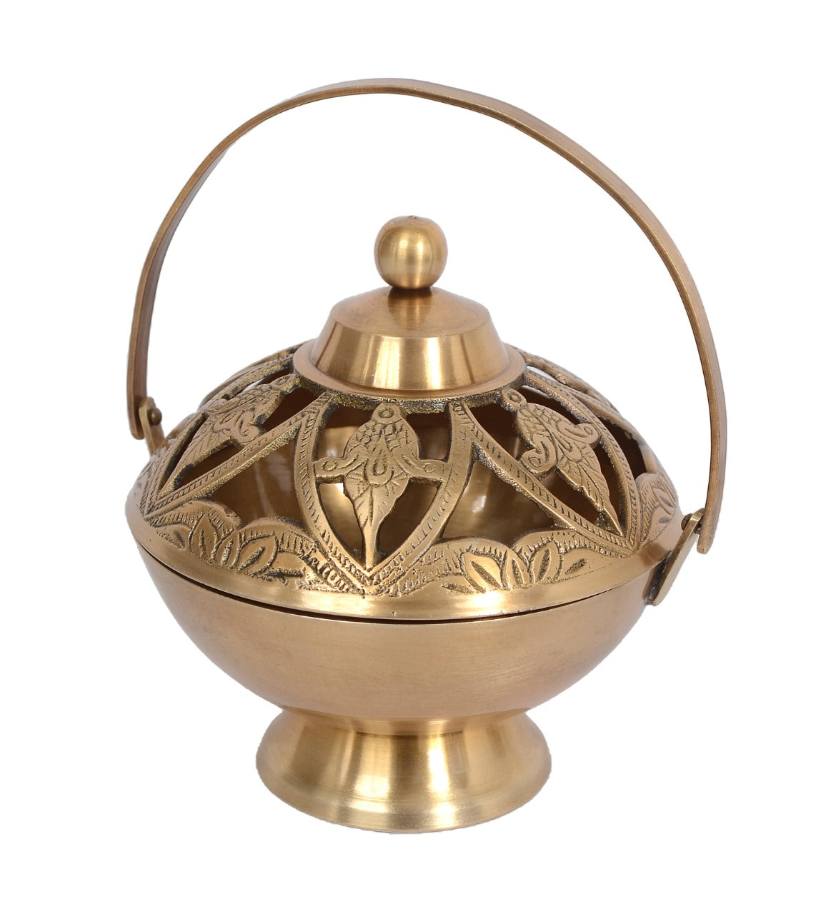 Brass Loban Dhoop Dani with Handle Incense Dhoop Burner image 0
