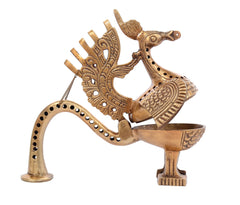 Brass Lobanan Dhoop Dani Incense Holder with Peacock image 1