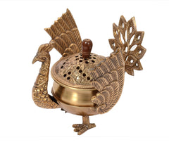 Brass Loban Dhoop Dani with Peacock image 0