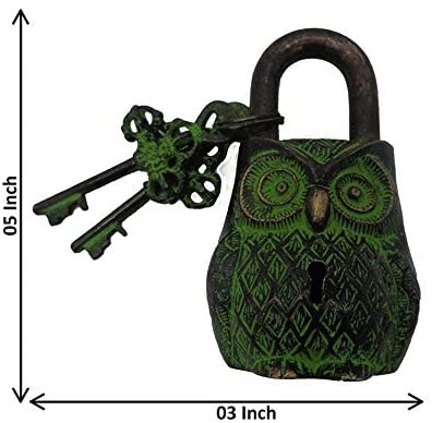 Owl Shape Solid Vintage Style Brass Lock image 1