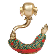 Brass Ganesh Bhagwan Trunk Idol image 1