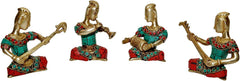 Brass Musical Tribal Ladies Figures Set of 4 image 1