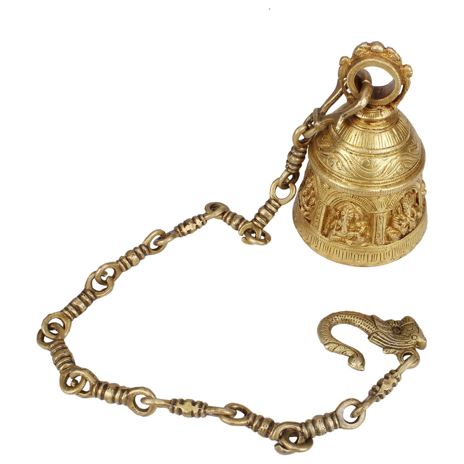 Lord Ganesha Engraved Brass Hanging Bell image 1