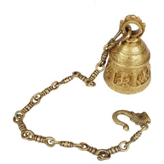Lord Ganesha Engraved Brass Hanging Bell image 1
