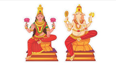 Wooden Fridge Magnet-Ganesh-Laxmi image 0