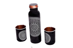 Pure Copper Water Bottle with Two Glasses (Tumblers), 950 ml image 1