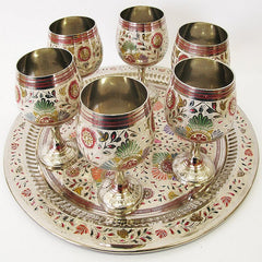 Brass Wine Glass Set with Tray image 0