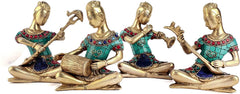Brass Musical Tribal Ladies Figures Set of 4 image 0