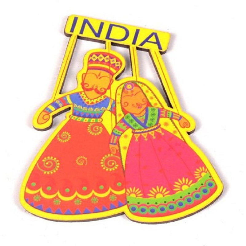 Wooden Fridge Magnet-Dolls of India image 0