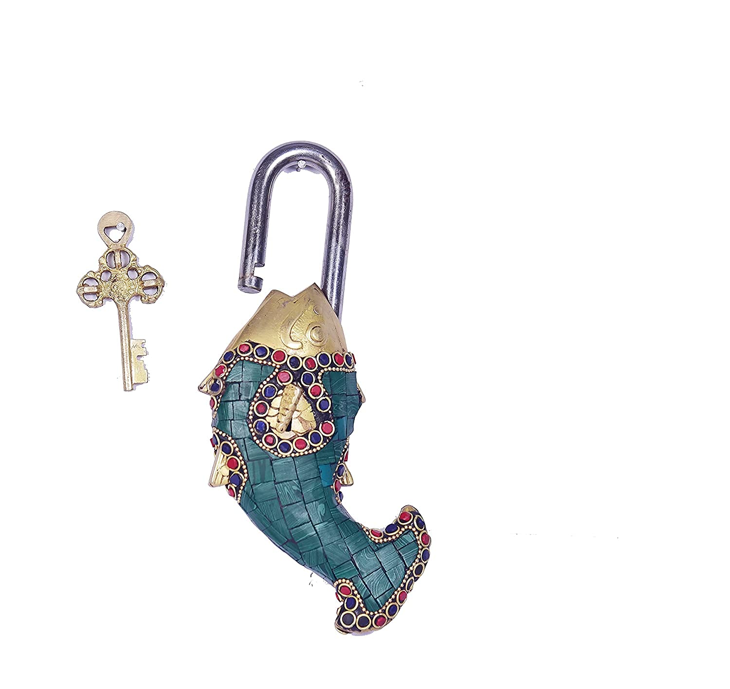 Colorful Fish Design Brass Lock with 2 Keys image 1
